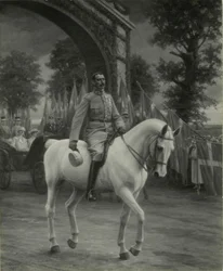 Christian X chevauchant à Grnsen 1920 après la réunification